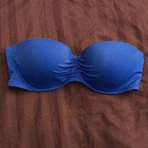 Blue strapless bikini top